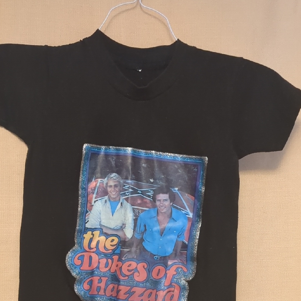 Dukes Of Hazard Bo & Luke General Lee Vintage 80’s Black Kids T-Shirt Size S/M